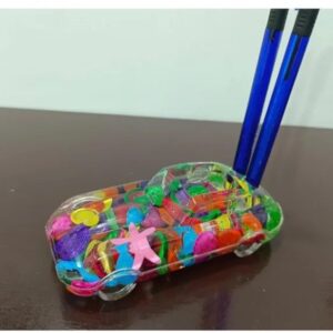 Creative Cute Car Oil Crystal Pen Insert Car Heart Coin Student Gift Home Decoration Jewelry Penholder Bedroom Decoration 1pcs